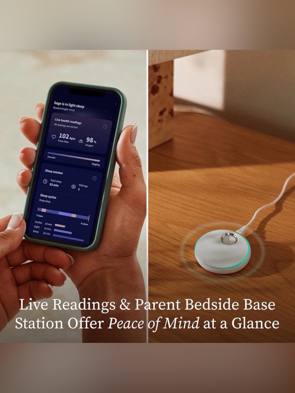 Owlet Dream Duo (Gen 2) Smart Baby Monitor HD Video Camera + Wearable Sock, Mint - Picture 6 of 14
